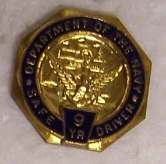 Hat Pin Military U S Navy 9 year Safe Driver Award NEW Lapel Pin Push Pin