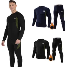 Mens Sport Thermal Underwear Set Long Sleeve Thermals T Shirt + Long Johns