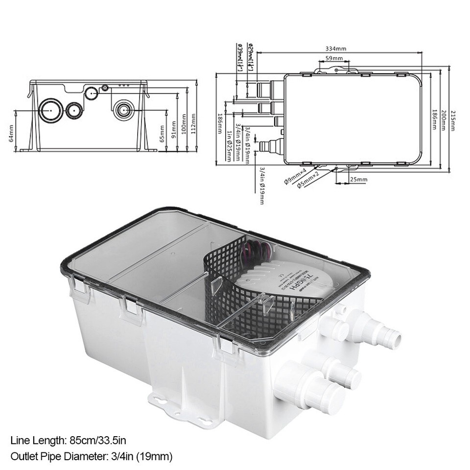 ・Shower Sump Pump System Boat RV Bilge 12V 750GPH Marine Multi Port