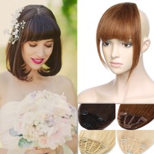 100 Human Hair Bangs Clip In On Fringe Remy Real Black Brown Blonde Wedding US