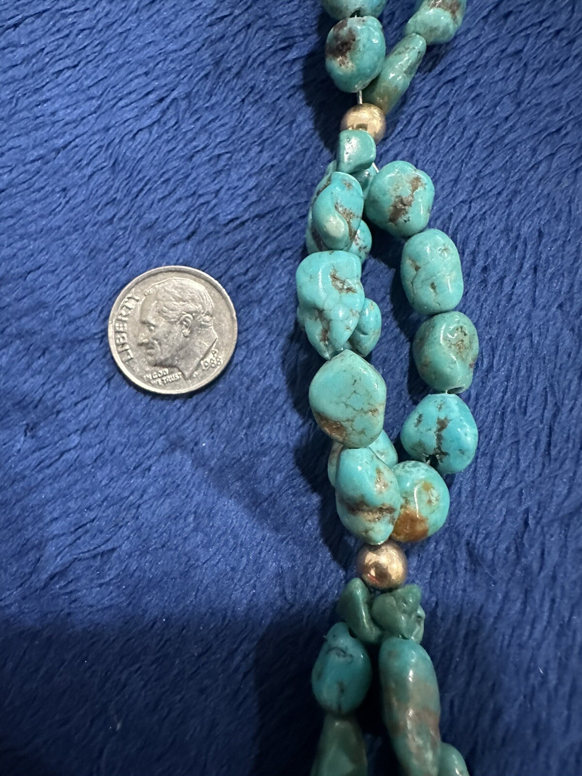 Vtg Handmade Beaded Turquoise Statement Triple St… - image 7