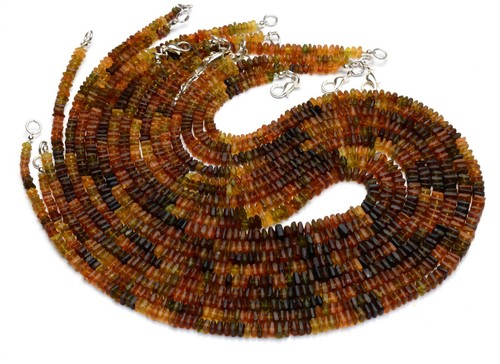 Natural Gem Multi Tourmaline 4 to 5mm Rough Unpolished Square Beads Necklace 16" - Picture 6 of 6