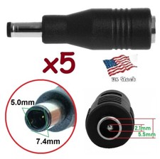 x5 DC Power 5.5x2.1mm Female Jack to 7.4x5.0mm Male Plug Adapter for HP Notebook