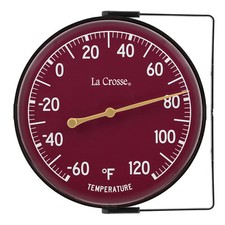 104-1512D La Crosse 5.5" Indoor/Outdoor Dial Thermometer with Bracket - Berry