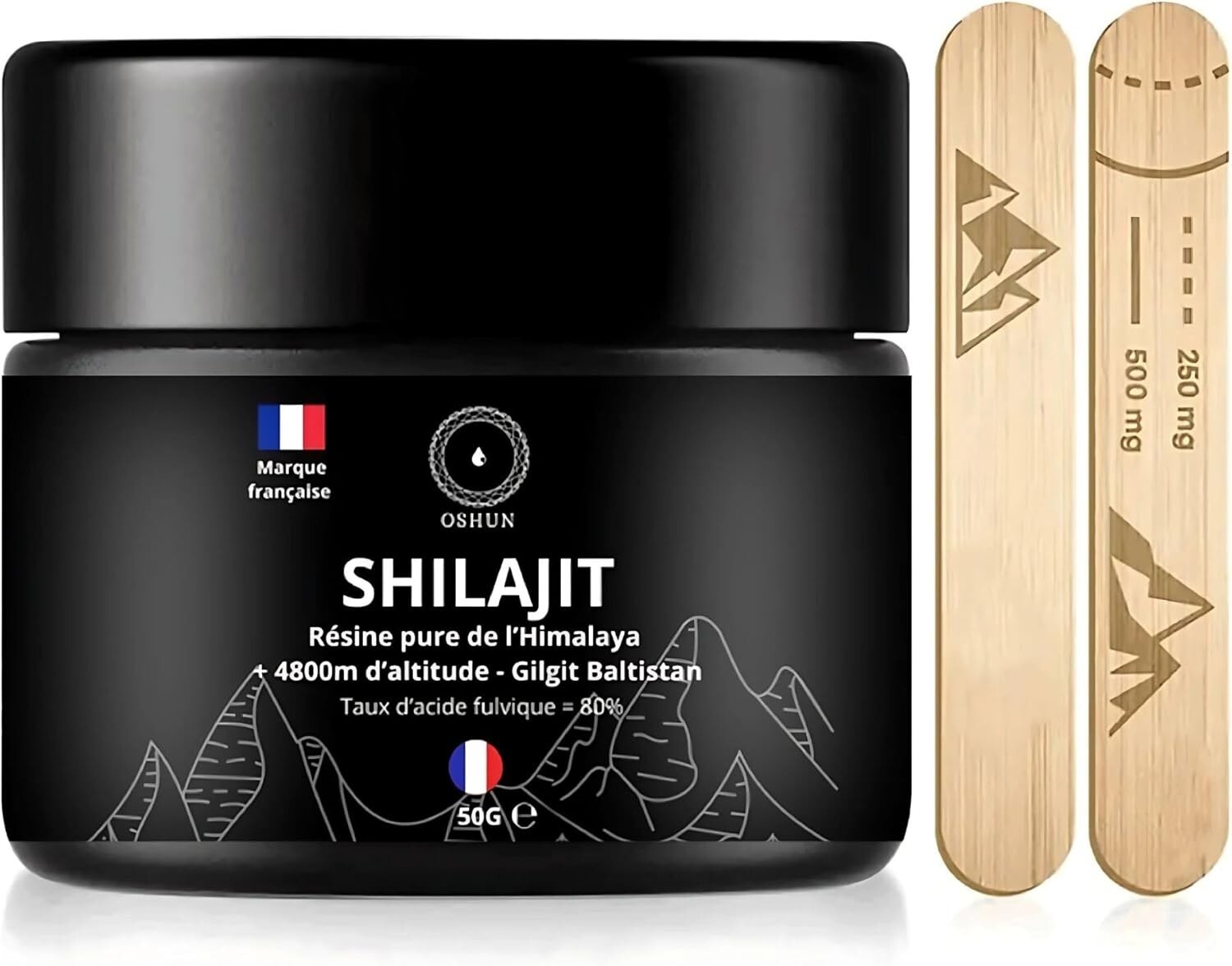 Résine de Shilajit Himalaya 50g pure avec 80% d'acide fulvique testée