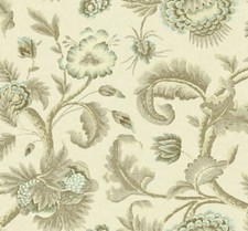 Jacobean Floral Vine Fabric in Browns, Light Teal, Cream DM30207F per Yard