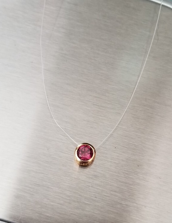 QVC 14k Yellow gold Diamonique dqcz floating invisible illusion