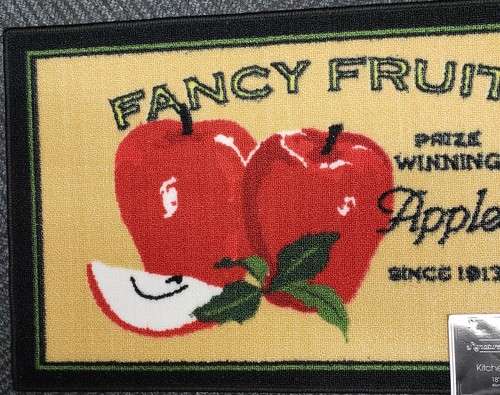 Printed Kitchen Rug (nonskid)(18"x30") FANCY FRUITS,APPLES # 1,rectangle,dk.,Sig - Picture 5 of 20