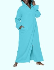 Dreams  Co. Plus Size Caribbean Blue Long Fleece Hoodie Robe Size 1X 22/24 