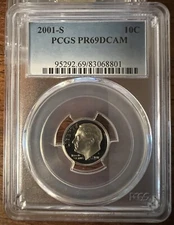 2001- S ROOSEVELT DIME PCGS PR69DCAM #G570
