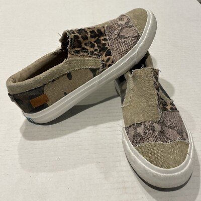 Blowfish Maddox Leopard Snakeskin Slip On Sneaker Shoes US EUC