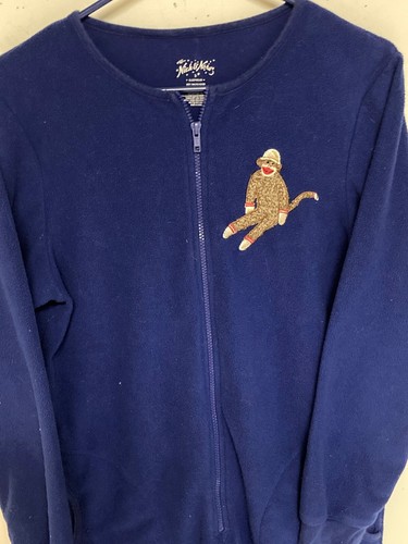 Adult TEEN NICK & NORA One Piece Pajamas SOCK MONKEY Footed Women's Size Small - Picture 3 of 7