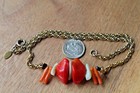 CADORO GOLDTONE MOP & RED,ORANGE,BLACK CORAL NECKLACE 15" — photo 2