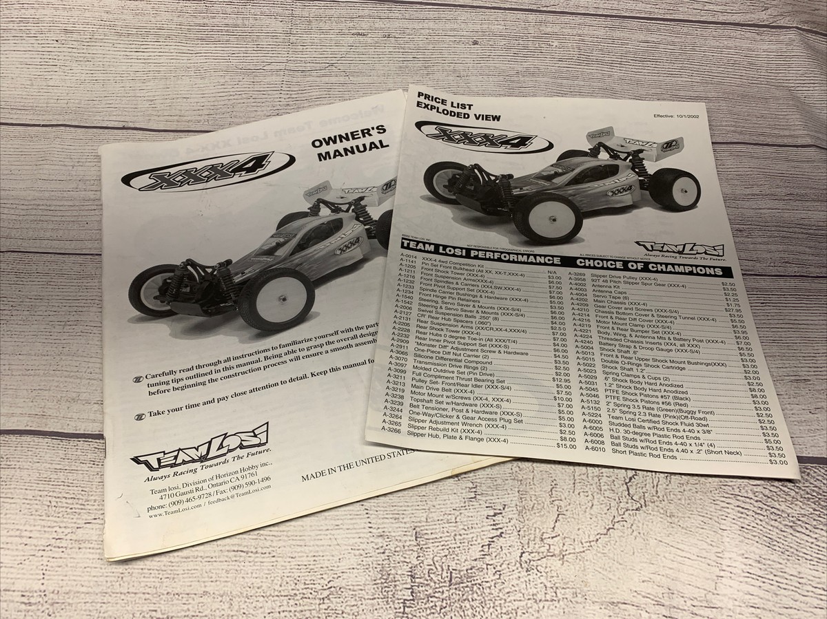 ホビーラジコン LOSI - XXX4 GRAPHITE Vintage Team Losi XXX4 Graphite Owners Manual 4wd Buggy