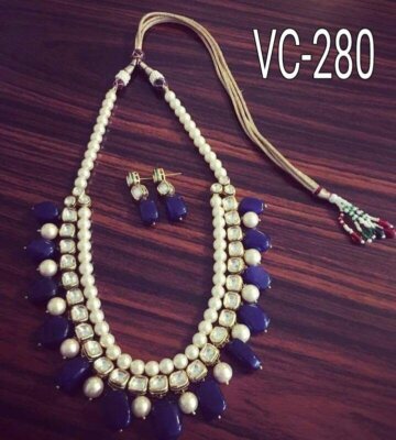 VeroniQ Trends-Designer Multilayer Rani Haar Style in Kundan/Polki Necklace Set