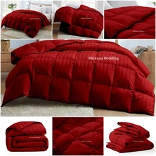 Fancy Premium Soft Stripes Burgundy Comforter Goose Down Alternative King Size