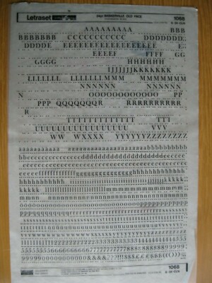 0,1 x Letraset Upp/Low/Num BASKERVILLE OLD FACE 24pt 5,7mm Blatt 1068 (h)