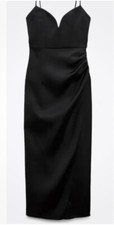 Zara Satin Effect Faux Wrap Midi Dress Sz XS Bnwt 9119/331