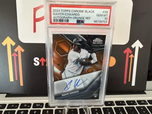 2023 Topps Chrome Black /25 Orange Refractor Xavier Edwards PSA 10 Pop 1 Auto RC