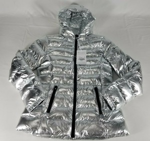 silver puffer jacket women's