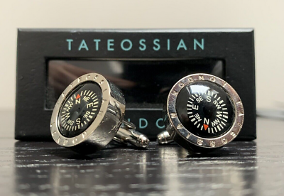 Tateossian London Silver Tone Nautical Water Compass Cuff Tateossian London Silver Tone Nautical Water Compass Cuff