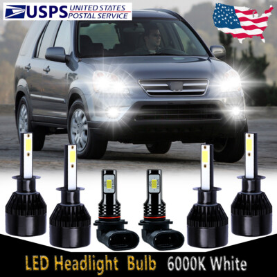 For Honda CR-V 2005-2006 - 6X LED Headlight Bulbs High Low Beam + Fog Light C9B