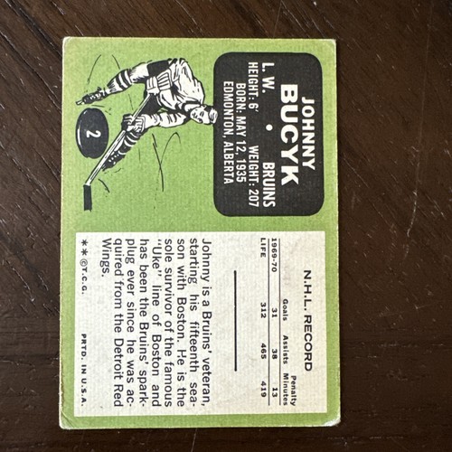 1970-71 Topps - #2 Johnny Bucyk - Imagen 2 de 2