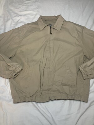 Vintage Knightsbridge Khaki Full Zip Light Jacket Size Large Made In Egypt 