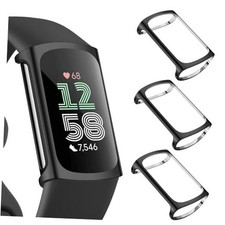 3 Pack Screen Protector for Fitbit Charge 6/5, TPU All-Around Black/Black/Black