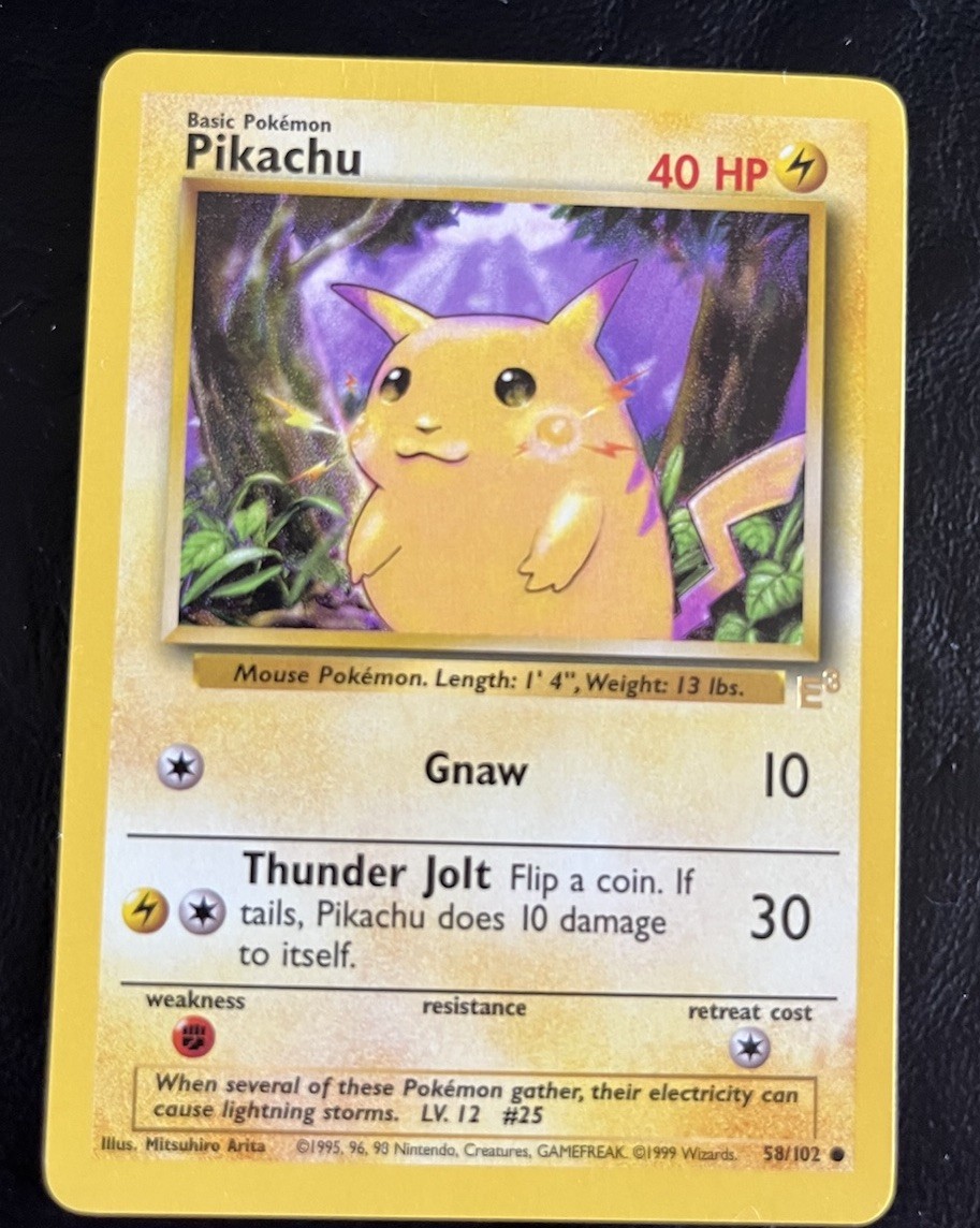 pokemon card pikachu e3 - 58/102 - Common - promo Buy this amazing trading card from our collection Pikachu 1999 Pokemon Game #58