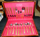 VINTAGE NORITAKE "ESPERANZA" EROS GOLD STAINLESS FLATWARE, 47 Pc. FILLER SET, EX — photo 1