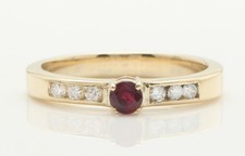 0.37 Carat Natural Red Ruby and Diamond 14K Solid Yellow Gold Ring