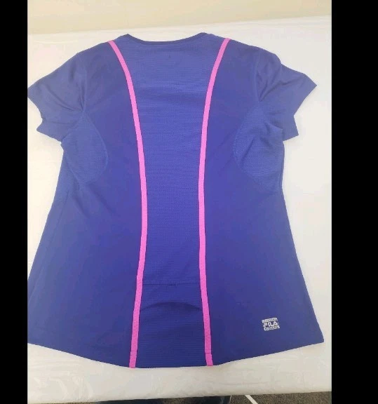 FILA SPORT RUNNING TOP MUJER L CREW ACTIVE WEAR SS morado ACENTOS ⭐️EUC⭐️ Foto 3 de 4