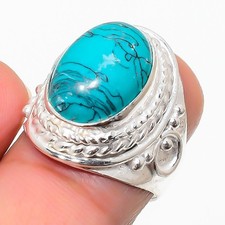 Blue Tourquoise Gemstone 925 Sterling Silver Jewelry All Size Ring For Gift
