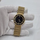 Seiko Dress Watch Men 32mm Black Dial Gold Tone Round Date 7n29-6a09 AS-IS