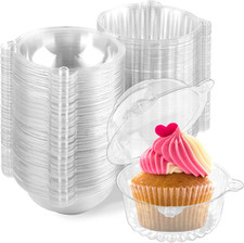 Paquete de 100 Contenedores Individuales para Cupcakes, Porta Cupcakes de Plástico Transparente con Cúpula