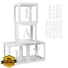 Baby Shower Balloon Boxes 42 Letters, Transparent Clear Blocks Gender Reveal