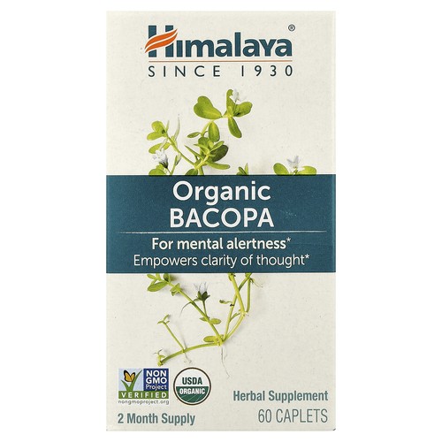 Himalaya Bacopa 60 Caplets Dairy-Free, Gluten-Free, GMP Quality Assured,