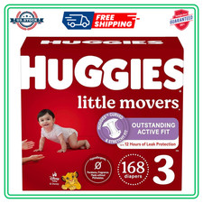 Huggies Little Movers Diapers Size 3 16-28 lb Baby Diapers 168 Count 0.37 per diaper