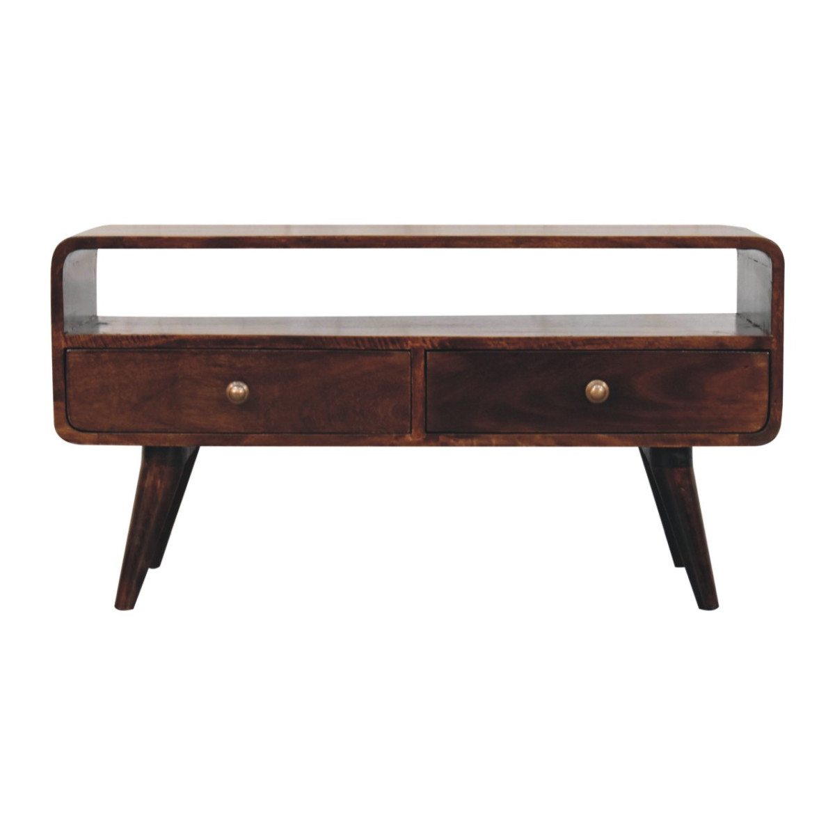 Artisan Furniture Solid Wood Curved California Walnut Media Unit, Brown, 2 Drawe