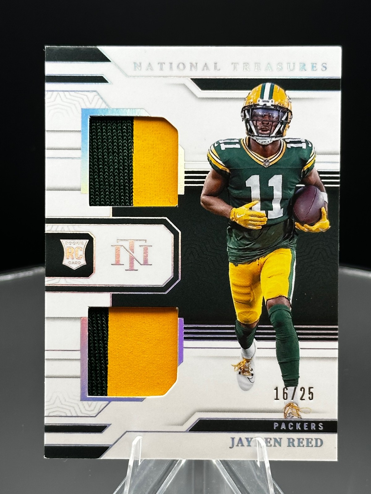 2023 National Treasures Jayden Reed Rookie Dual Materials Holo Silver #/25