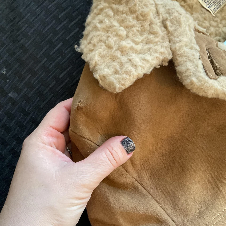 Vintage Deerskin Trading Post Jacket Mens Medium Tan Suede Shearling Lined - Image 3 of 4