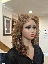 NIB Jon Renau Curly Blond Red Synthetic Wig 807 TERRA in 33R27F Frosted Flame
