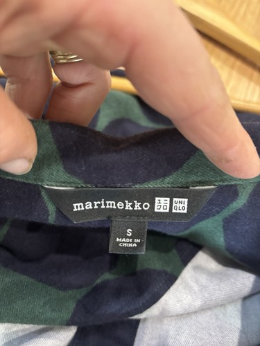 Uniqlo X Marimekko Ladies Shirt Dress Sz S Flannel Large Dot Pockets Casual Midi - Picture 23 of 23