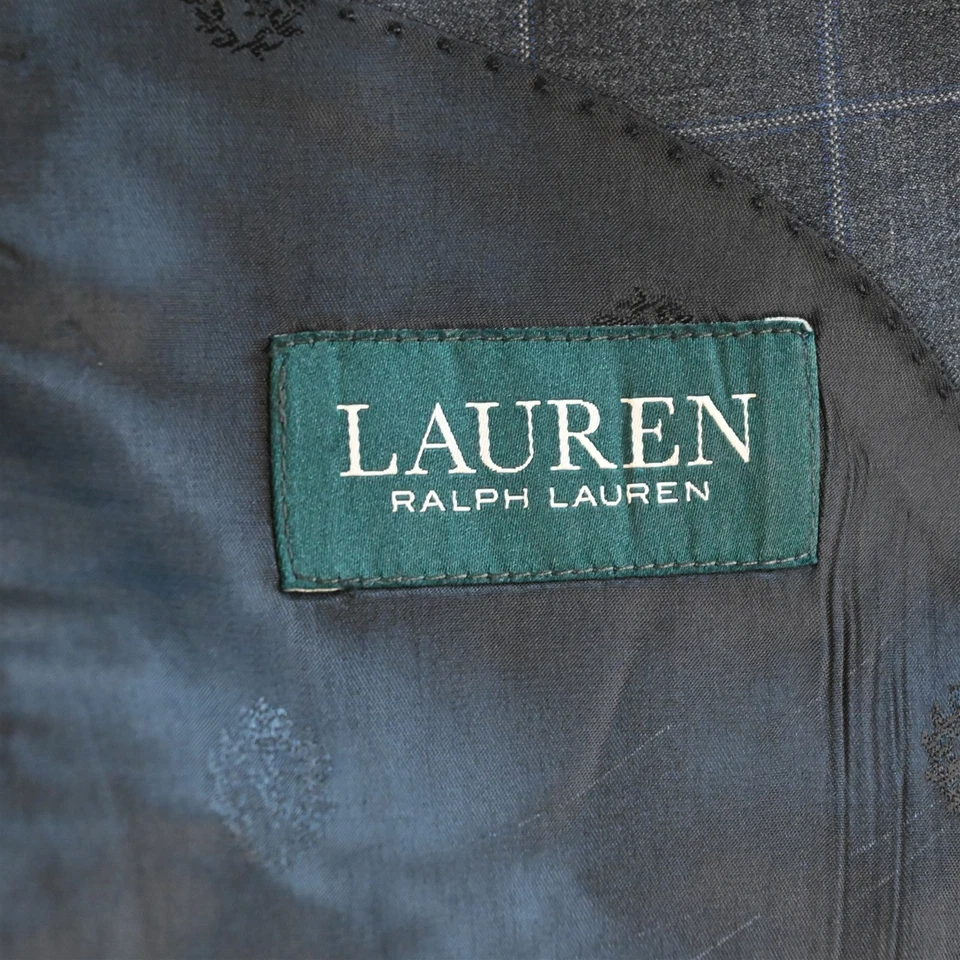 Lauren Ralph Lauren 52R 44x32 Gris Ventana 100% Lana Hombres Chaqueta Pantalones Traje Foto 4 de 4