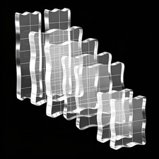 8 Items Acrylic Stamp Block with Grid Lines, Acrylic Blocks