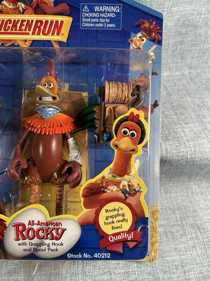 Y2K Playmate Chicken Run All-American Rocky с Крючком для Захвата и Катушкой Упаковка Новая - Изображение 4 из 4