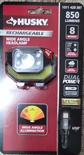 Husky Rechargeable Wide Angle LED Headlamp 850 Lumens Dual Power USB Black