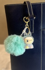 LABUBU CLEAR /PINK Glitter Keychain Key Ring Collectible Clip On Bag Charm