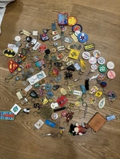 Assorted Vintage Keychains, Pins, And Ornaments. Each 3.50